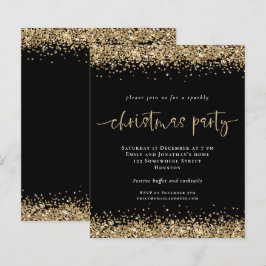 Lámina Invitación de Fiesta de Navidades negros Purpurina
