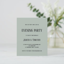 Lámina Invitación de Fiesta de Noche Verde Sage de Texto 