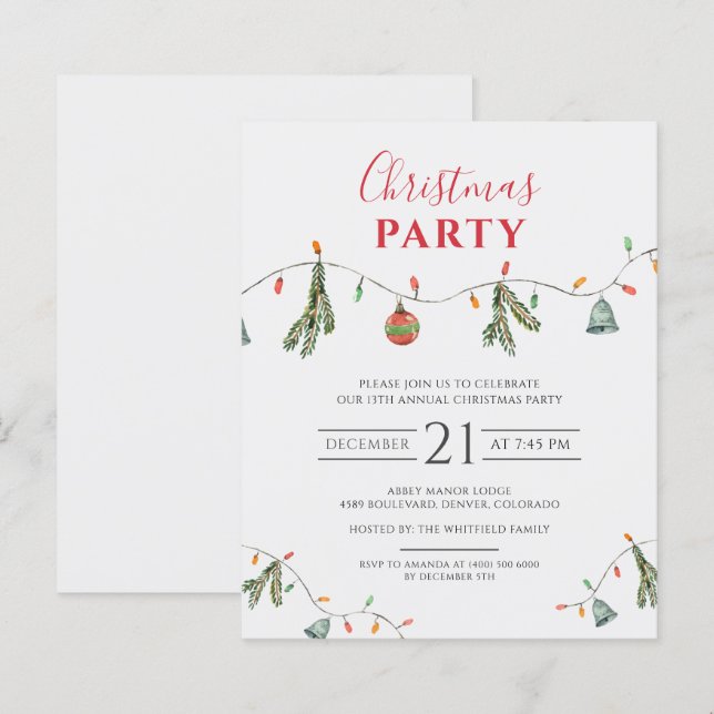 Lámina Invitación de fiesta de oficina de vacaciones de N (Anverso / Reverso)