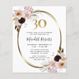 Lámina Invitación de Fiesta de oro a Rosas de cumpleaños 