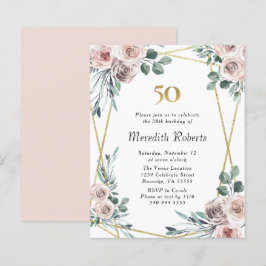 Lámina Invitación de Fiesta de oro floral con fecha de cu