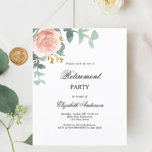 Lámina invitación de fiesta de retiro floral de oro de Ro