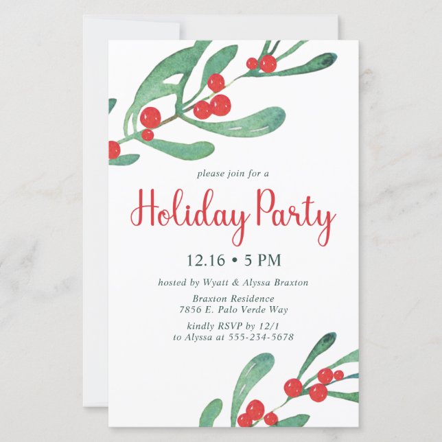 Lámina Invitación de fiesta de vacaciones de Holly con pr (Anverso)