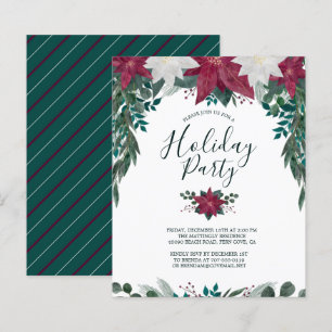 Lámina Invitación de fiesta de vacaciones de poinsettias 