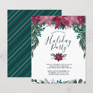 Lámina Invitación de fiesta de vacaciones de poinsettias