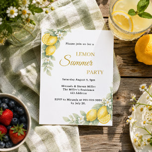 Lámina invitación de fiesta de verano jardín de limón cít