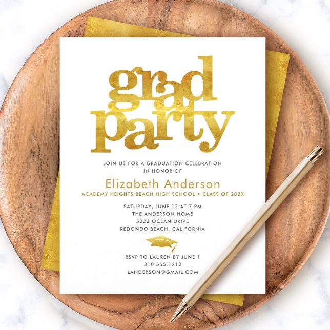 Lámina Invitación de fiesta moderna para graduación de or (Subido por el creador)
