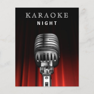Lámina Invitación de fiesta nocturna de karaoke negro con