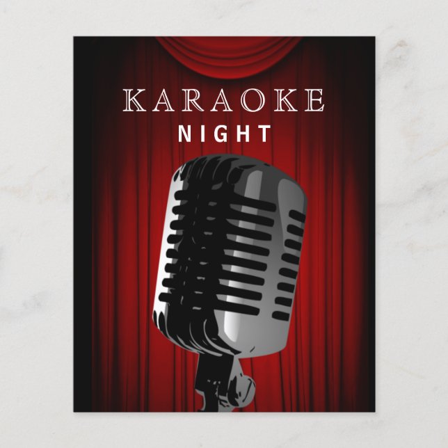 Lámina Invitación de fiesta nocturna de karaoke para la f (Anverso)