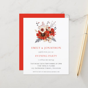 Lámina Invitación de Fiesta nocturno Boda de Florales Roj