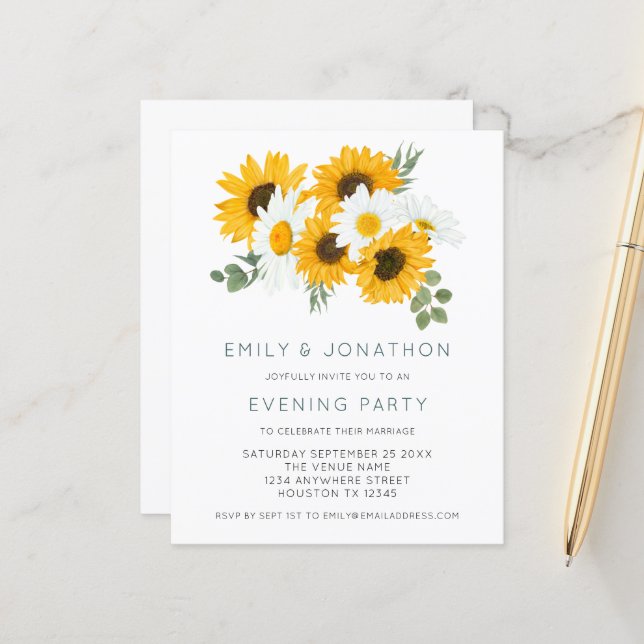 Lámina Invitación de Fiesta nocturno Boda de girasoles de (Anverso/Reverso In Situ)