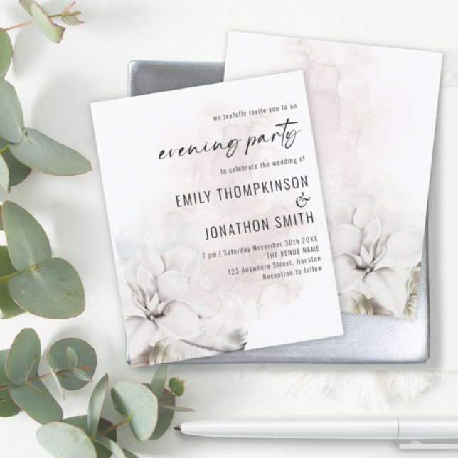 Lámina Invitación de Fiesta nocturno Boda de White Floral (Subido por el creador)