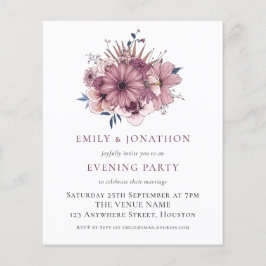 Lámina Invitación de Fiesta nocturno Boda Purple Florals