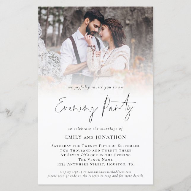 Lámina Invitación de Fiesta nocturno de Boda de código QR (Anverso)
