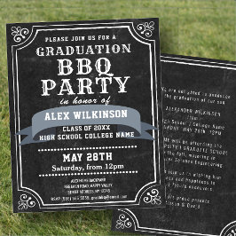 Lámina Invitación de Fiesta Rústico de Chalkboard BBQ par