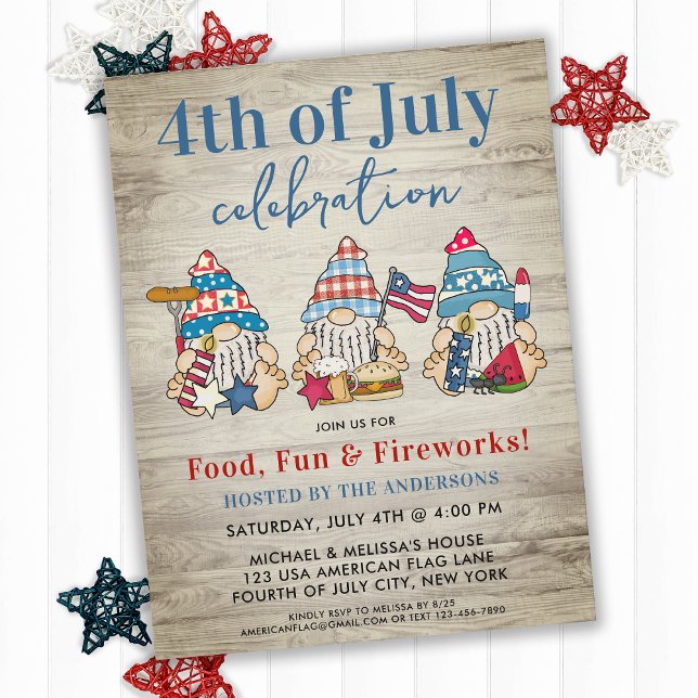 Lámina Invitación De Fiestas Del 4 De Julio A Gnomes De P (Subido por el creador)