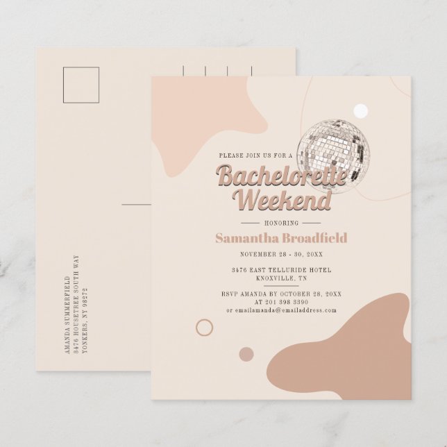 Lámina Invitación de fin de semana de despedida de solter (Anverso / Reverso)