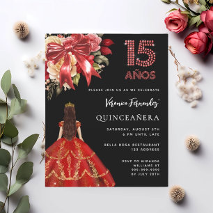 Lámina Invitación de flor de arcos de arcos rojos negros 