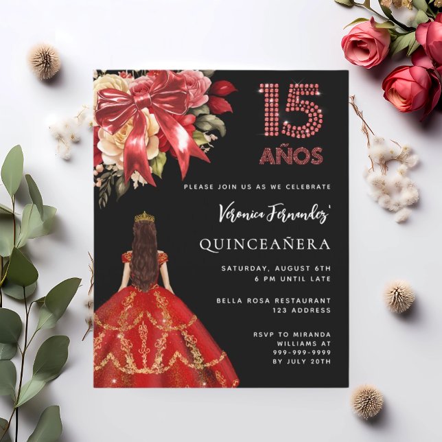 Lámina Invitación de flor de arcos de arcos rojos negros  (Subido por el creador)