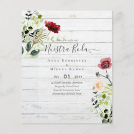Lámina Invitación de flores silvestres de flor de borgoña