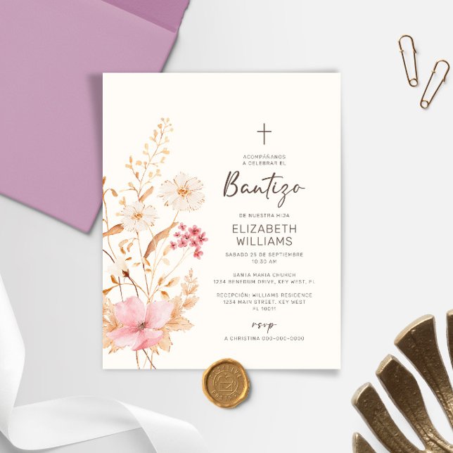 Lámina Invitación de Flores Silvestres para Bautizo (Subido por el creador)
