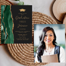 Lámina Invitación de Foto de Ágata Verde de Graduación Pr