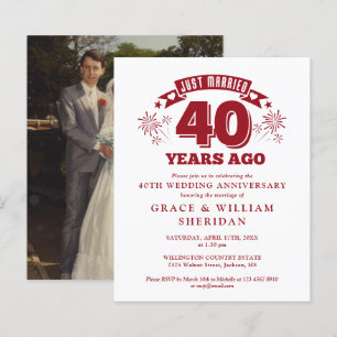 Lámina Invitación de foto de aniversario de bodas de 40 a