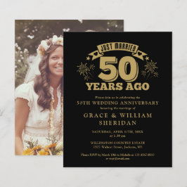 Lámina Invitación de foto de aniversario de bodas de 50 a