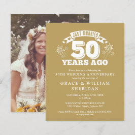 Lámina Invitación de foto de aniversario de bodas de 50 a