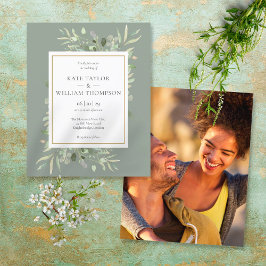 Lámina Invitación de foto de boda con vegetación de presu