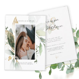 Lámina Invitación de foto de boda de eucalipto económica