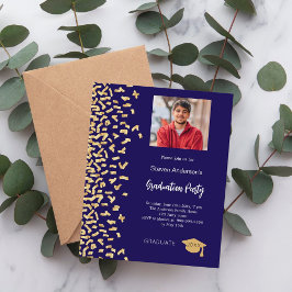 Lámina Invitación de foto de fiesta de graduación azul os