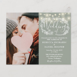 Lámina Invitación de Foto Detalles de Boda Verde Sage Pre