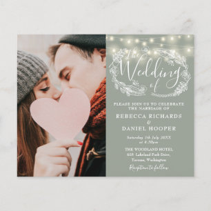 Lámina Invitación de Foto Detalles de Boda Verde Sage Pre