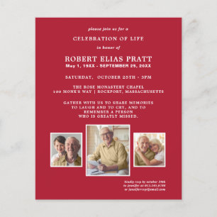Lámina Invitación de Foto Roja de Celebración de Vida con