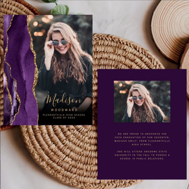 Lámina Invitación de Grad Fotográfico de Agate Púrpura 20 (Subido por el creador)