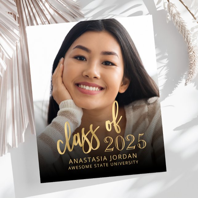 Lámina Invitación de Grad Gold Script Foto presupuesto 20 (Subido por el creador)