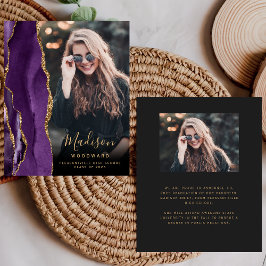 Lámina Invitación de Grad Oscuro de Foto de Agate Púrpura