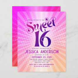 Lámina Invitación de gradiente de Naranja rosa grueso dul