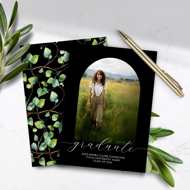 Lámina Invitación de Grado de Presupuesto Boho Arch Black (Subido por el creador)