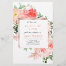 Invitación de graduación 2023 Budget Floral Blush