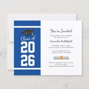 Lámina Invitación de graduación 2026 azul para fiesta de 