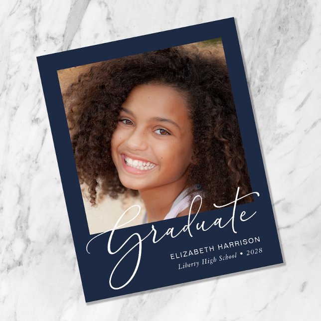 Lámina Invitación de Graduación Azul de la Foto de Guión  (Subido por el creador)