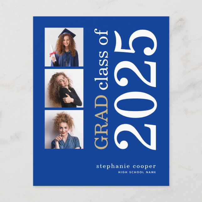 Lámina Invitación de graduación azul del presupuesto 3 fo (Anverso)