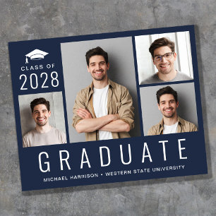 Lámina Invitación de Graduación Azul Foto de Budget Moder