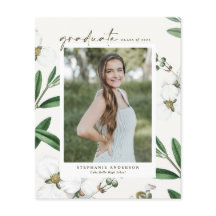 Invitación de Graduación Botánica Blanca Vintage