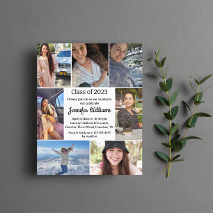 Lámina invitación de graduación collage de siete fotos 20