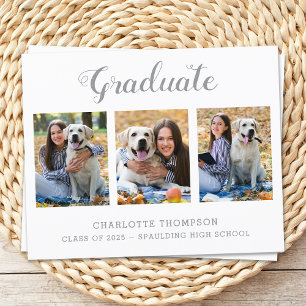 Lámina Invitación de graduación con 3 fotos moderno presu