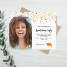 Invitación de graduación con arco de fotos de estr