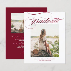 Lámina Invitación de graduación con caligrafía elegante d